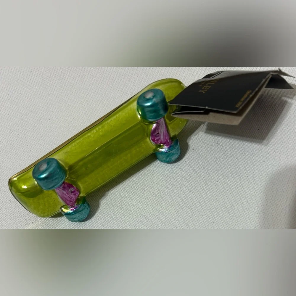 ROBERT STANLEY Christmas Ornament Blown Glass SKATEBOARD NEW